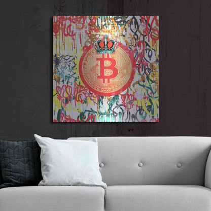 Luxe Metal Art 'Bitcoin Graffiti Art 5' by Irena Orlov, Metal Wall Art,36x36