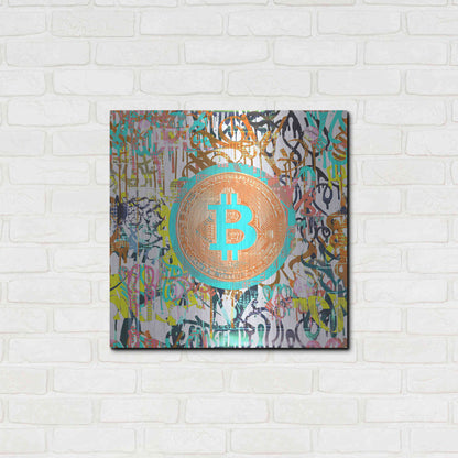 Luxe Metal Art 'Bitcoin Graffiti Art 3' by Irena Orlov, Metal Wall Art,24x24