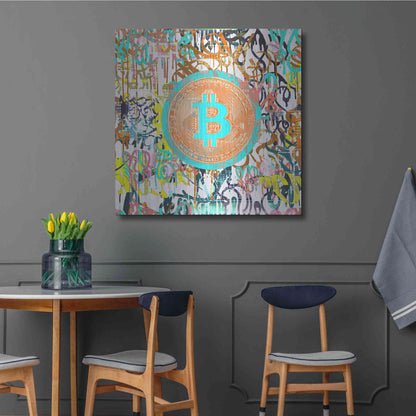 Luxe Metal Art 'Bitcoin Graffiti Art 3' by Irena Orlov, Metal Wall Art,36x36