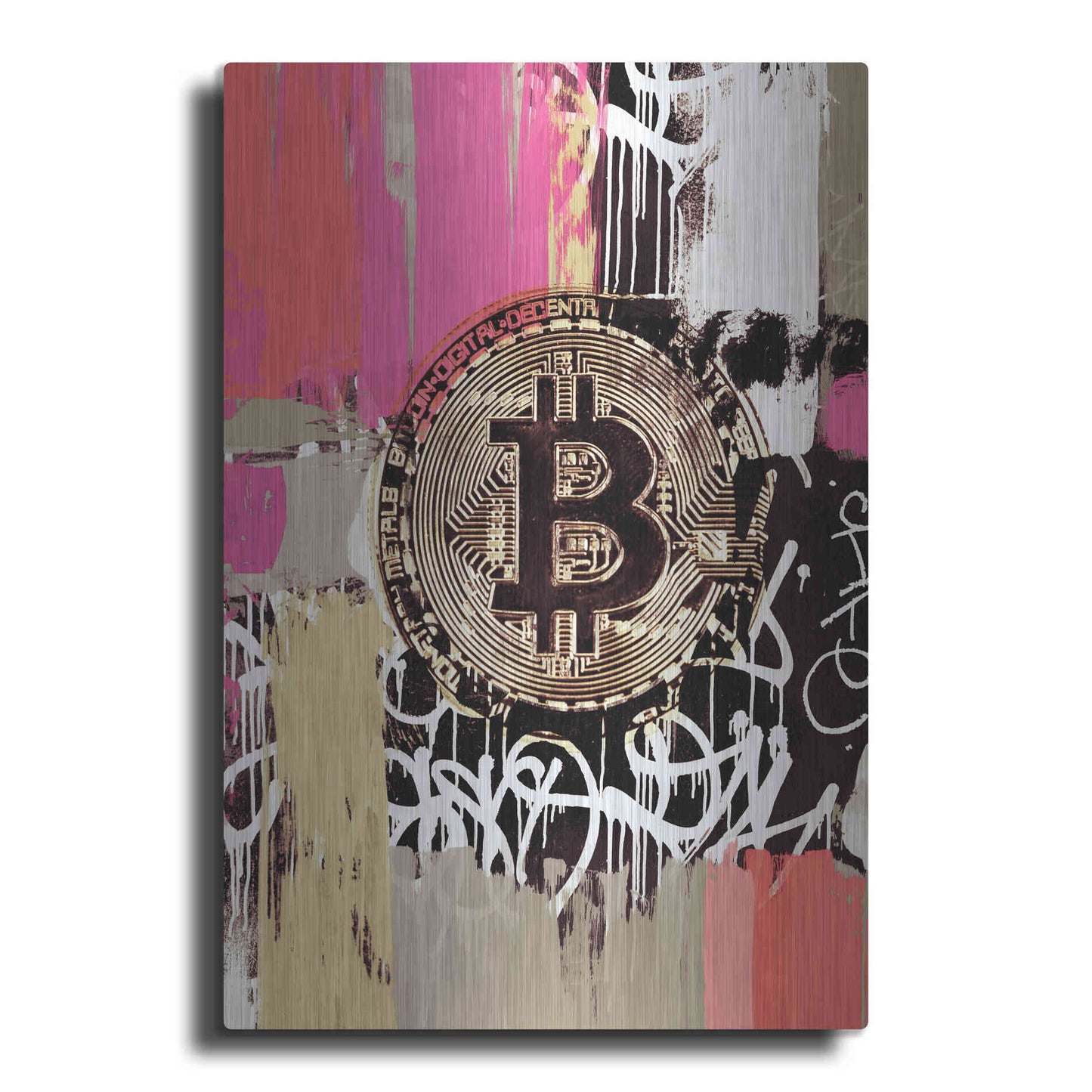 Luxe Metal Art 'Cryptocurrency Bitcoin Graffiti 2-8' by Irena Orlov, Metal Wall Art