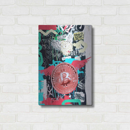 Luxe Metal Art 'Bitcoin Street Art 2' by Irena Orlov, Metal Wall Art,16x24