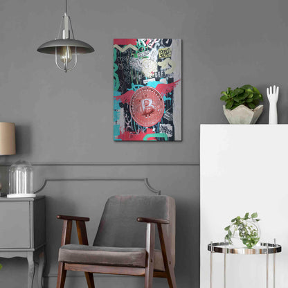 Luxe Metal Art 'Bitcoin Street Art 2' by Irena Orlov, Metal Wall Art,16x24