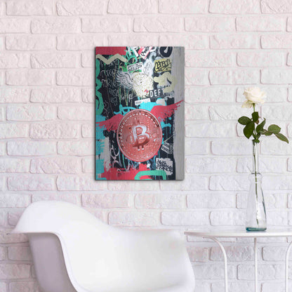 Luxe Metal Art 'Bitcoin Street Art 2' by Irena Orlov, Metal Wall Art,16x24