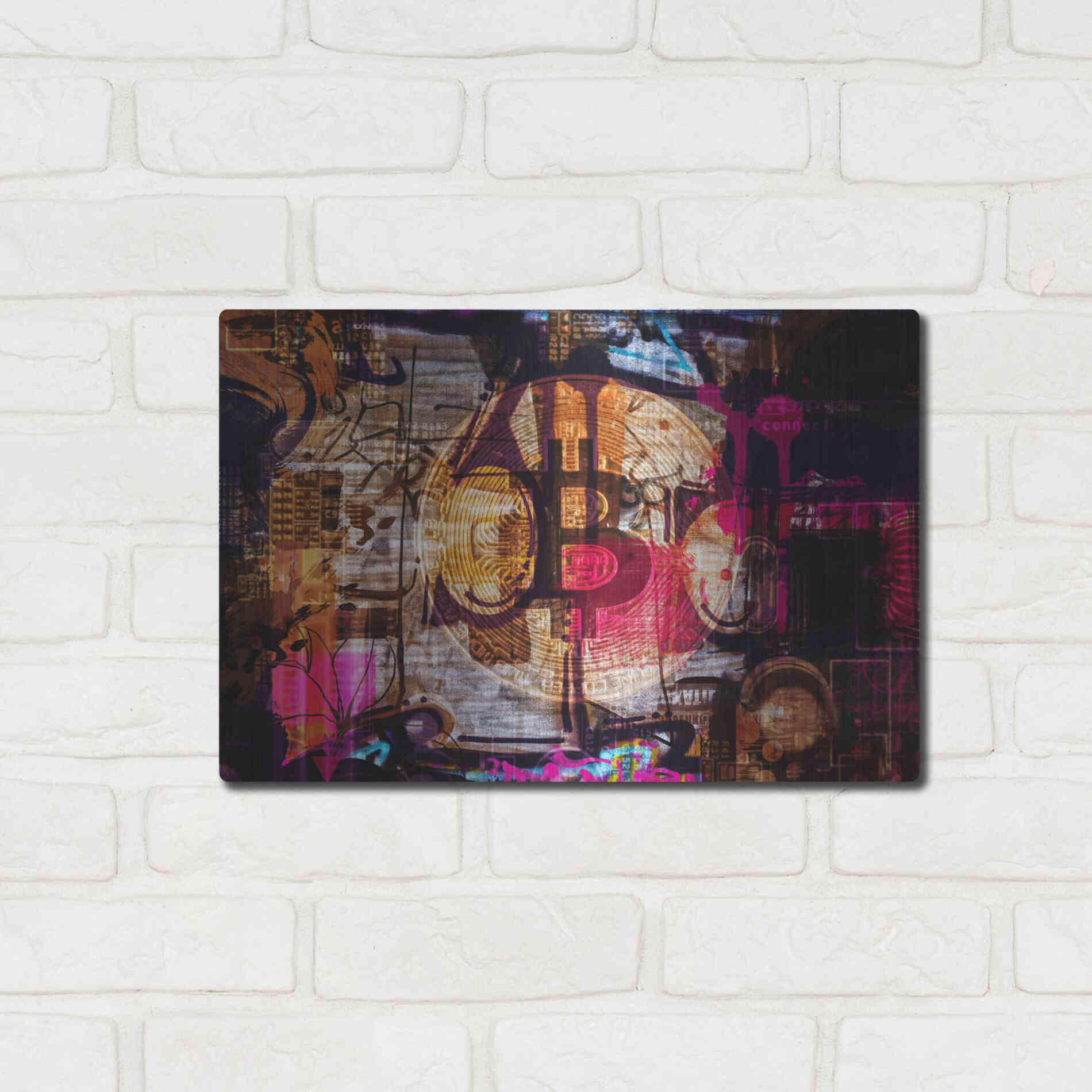 Luxe Metal Art 'Crypto currency Bitcoin 2' by Irena Orlov, Metal Wall Art,16x12