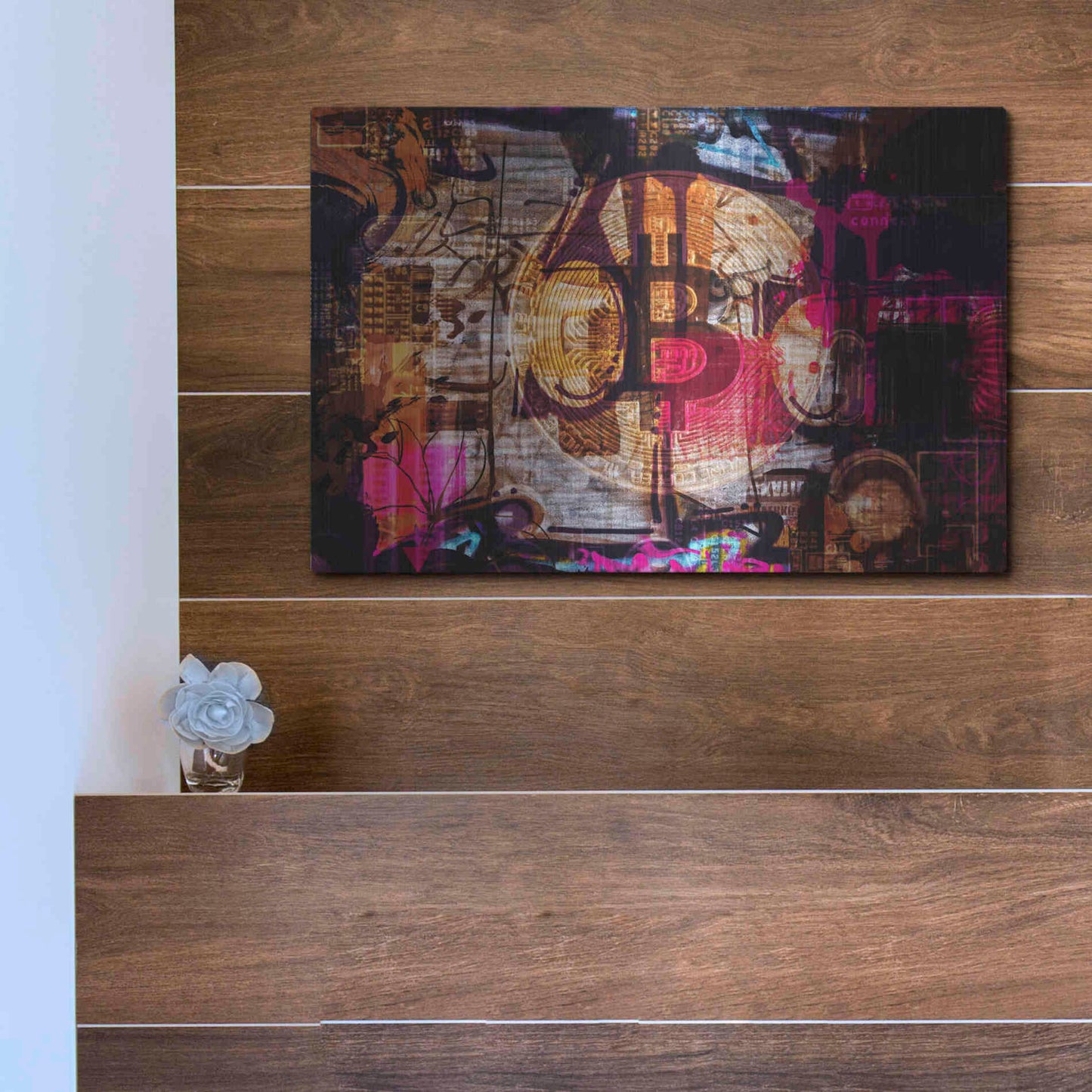 Luxe Metal Art 'Crypto currency Bitcoin 2' by Irena Orlov, Metal Wall Art,16x12