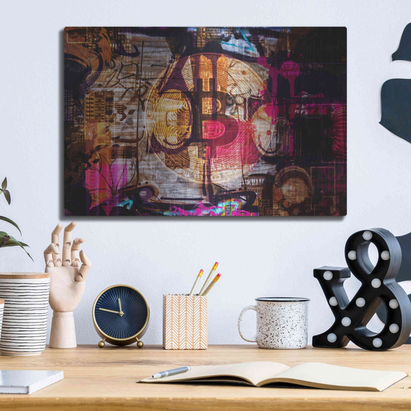 Luxe Metal Art 'Crypto currency Bitcoin 2' by Irena Orlov, Metal Wall Art,16x12