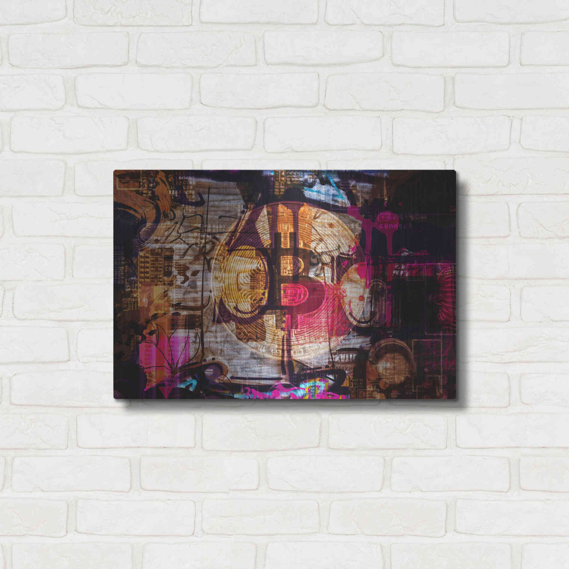 Luxe Metal Art 'Crypto currency Bitcoin 2' by Irena Orlov, Metal Wall Art,24x16