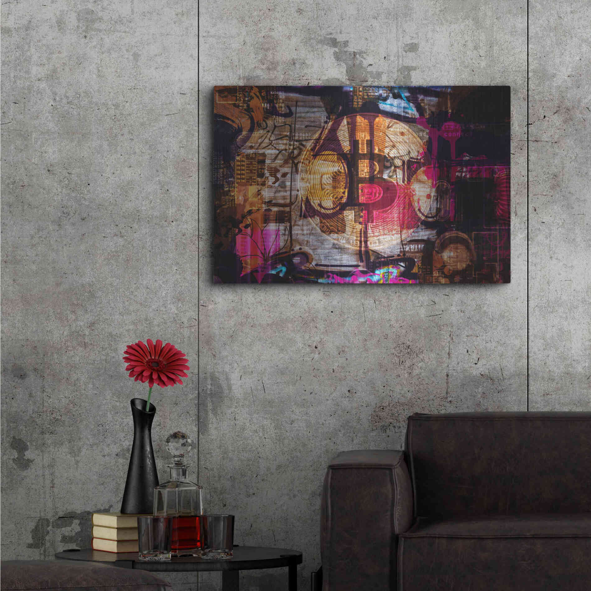 Luxe Metal Art 'Crypto currency Bitcoin 2' by Irena Orlov, Metal Wall Art,36x24