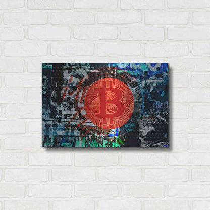 Luxe Metal Art 'Bitcoin Graffiti 1' by Irena Orlov, Metal Wall Art,24x16