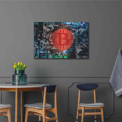 Luxe Metal Art 'Bitcoin Graffiti 1' by Irena Orlov, Metal Wall Art,36x24
