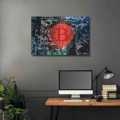 Luxe Metal Art 'Bitcoin Graffiti 1' by Irena Orlov, Metal Wall Art,36x24