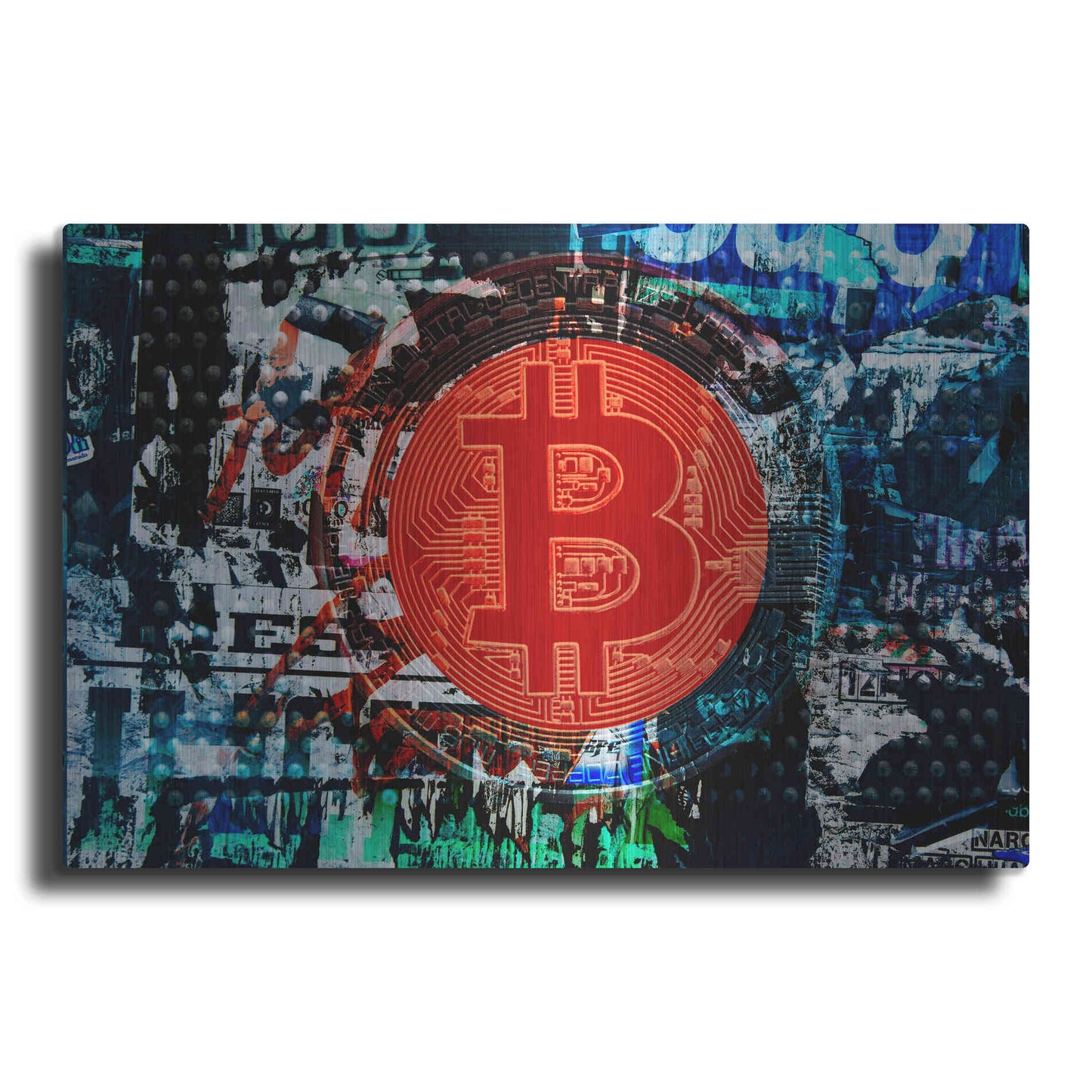 Luxe Metal Art 'Bitcoin Graffiti 1' by Irena Orlov, Metal Wall Art