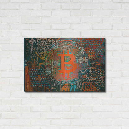 Luxe Metal Art 'Bitcoin Graffiti Art 23' by Irena Orlov, Metal Wall Art,36x24