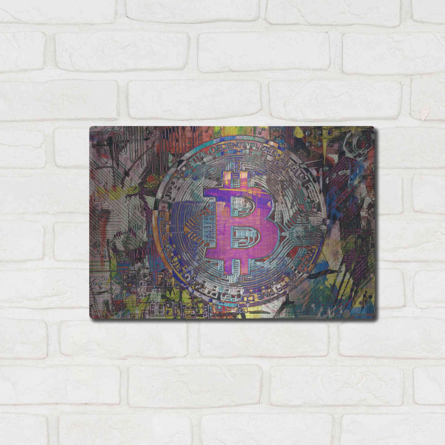 Luxe Metal Art 'Bitcoin Coin 1' by Irena Orlov, Metal Wall Art,16x12