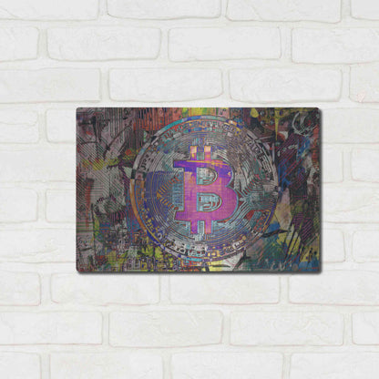 Luxe Metal Art 'Bitcoin Coin 1' by Irena Orlov, Metal Wall Art,16x12