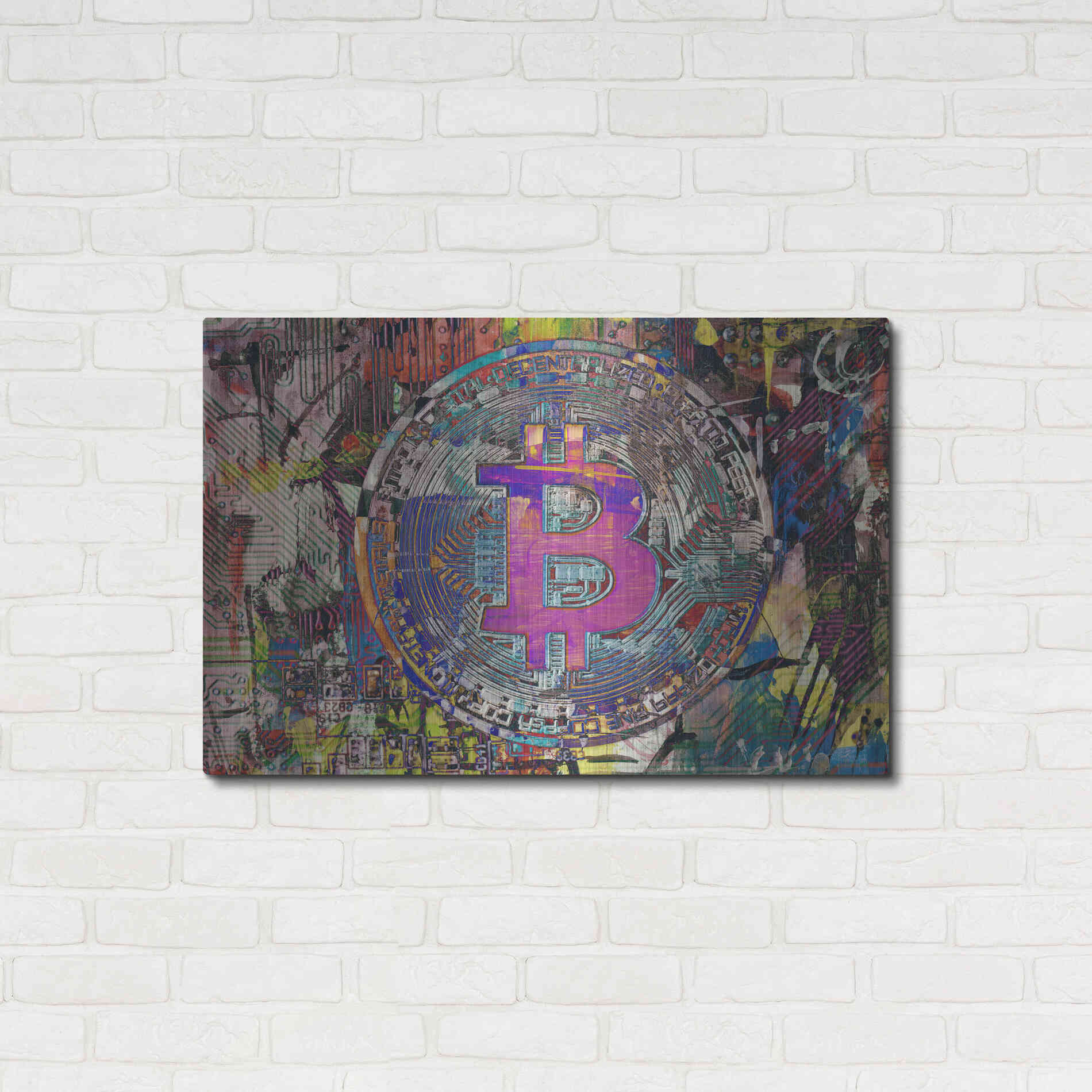 Luxe Metal Art 'Bitcoin Coin 1' by Irena Orlov, Metal Wall Art,36x24