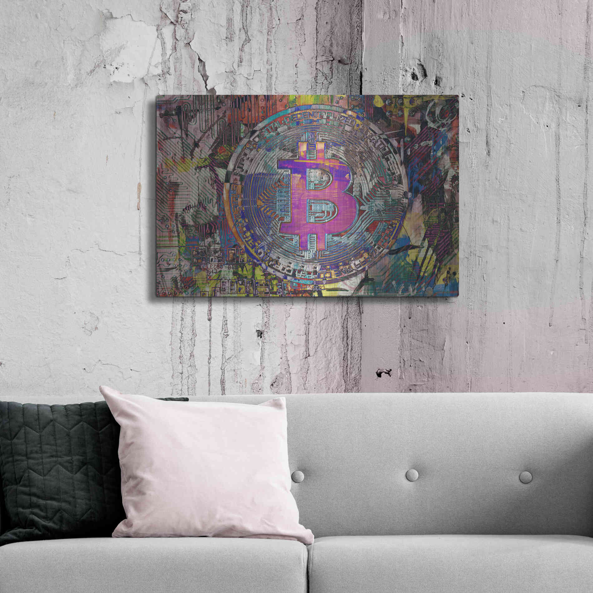 Luxe Metal Art 'Bitcoin Coin 1' by Irena Orlov, Metal Wall Art,36x24