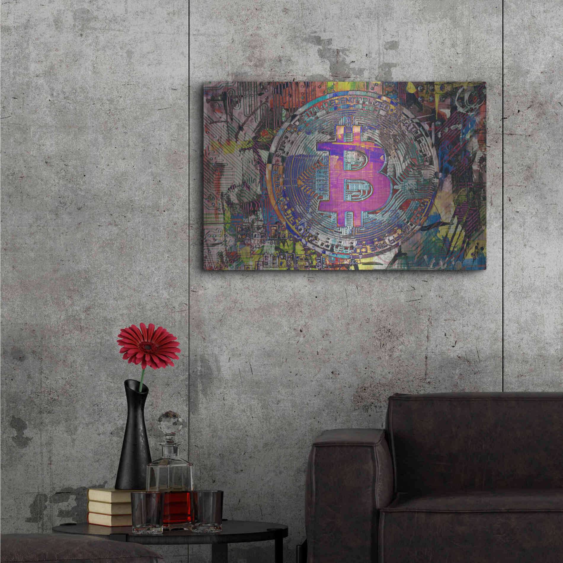 Luxe Metal Art 'Bitcoin Coin 1' by Irena Orlov, Metal Wall Art,36x24