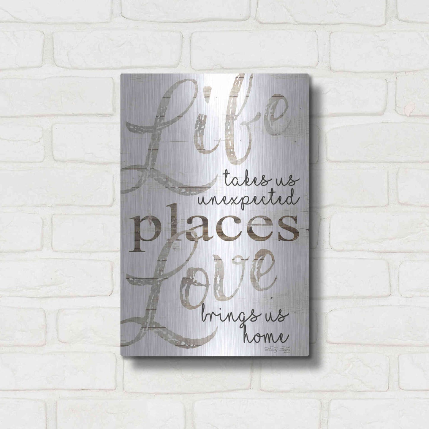 Luxe Metal Art 'Life and Love' by Cindy Jacobs, Metal Wall Art,12x16