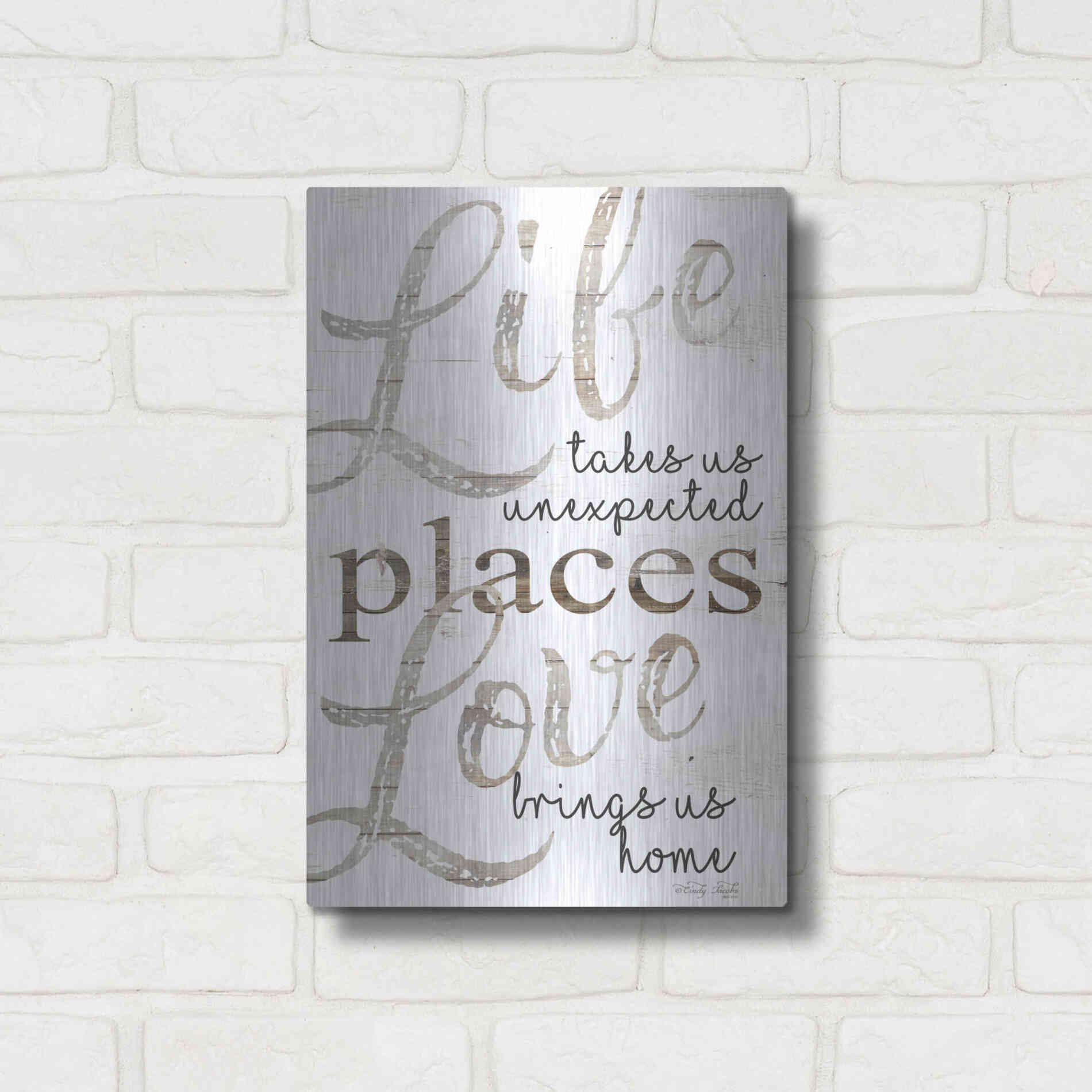 Luxe Metal Art 'Life and Love' by Cindy Jacobs, Metal Wall Art,12x16