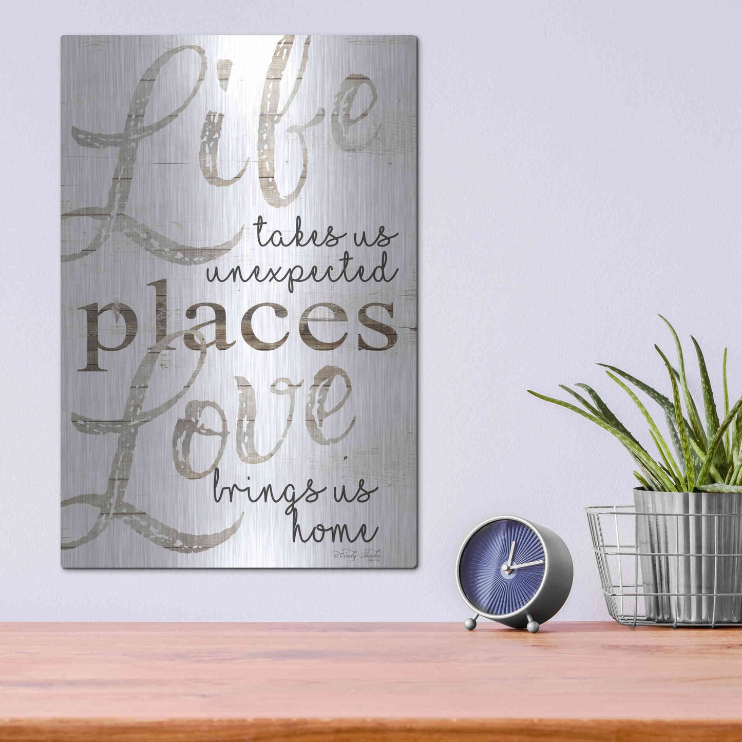 Luxe Metal Art 'Life and Love' by Cindy Jacobs, Metal Wall Art,12x16