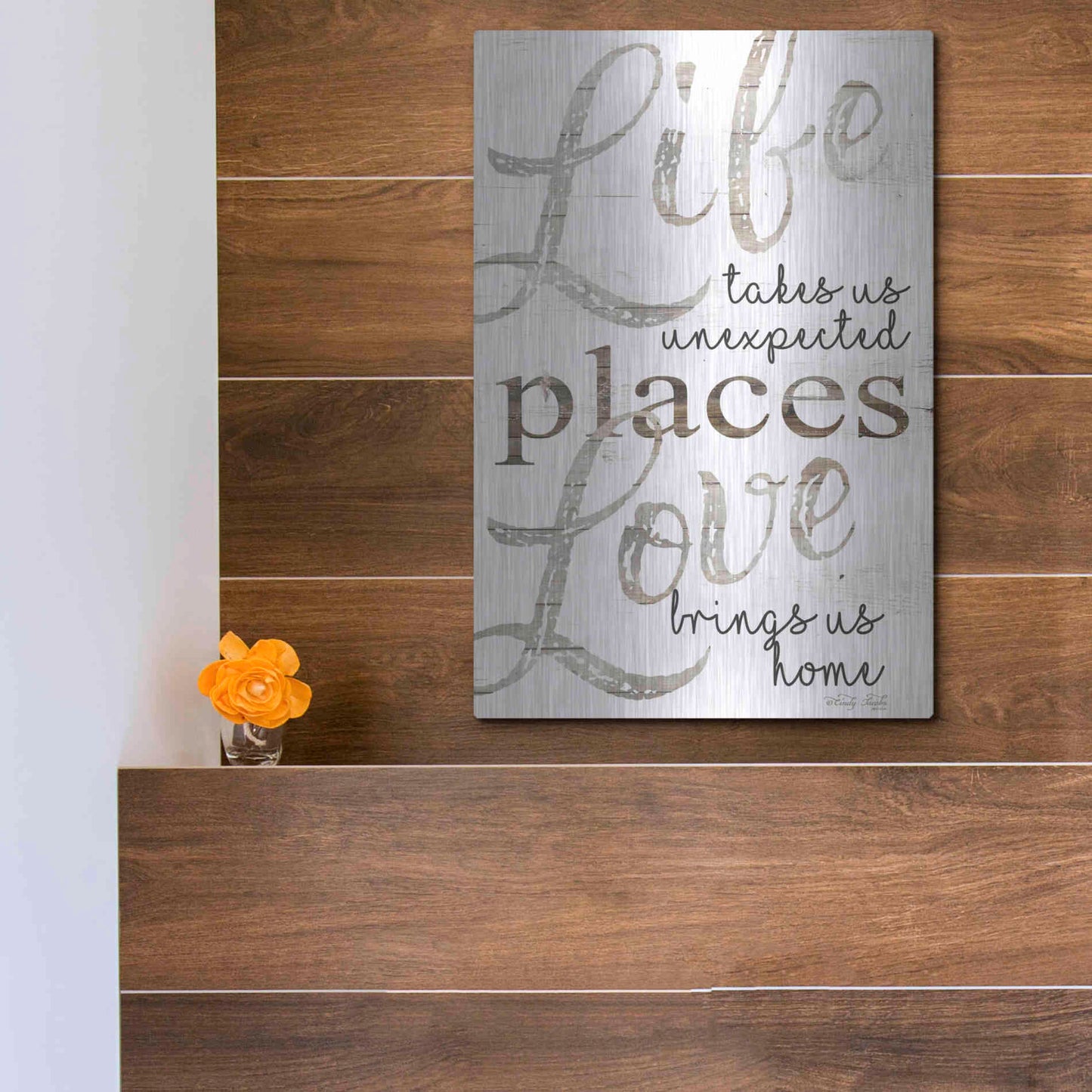 Luxe Metal Art 'Life and Love' by Cindy Jacobs, Metal Wall Art,12x16