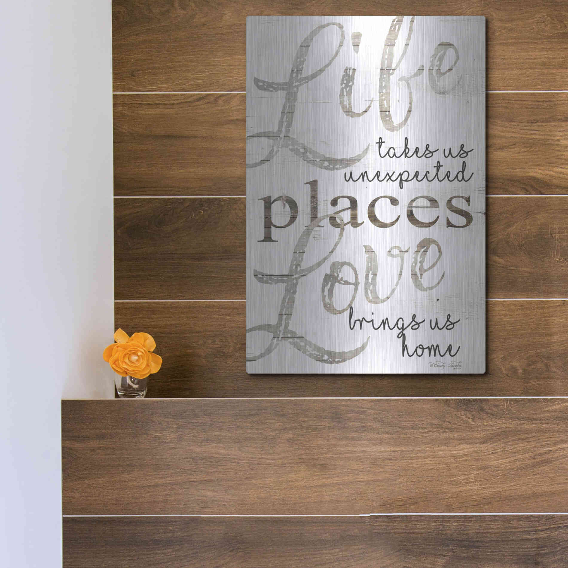Luxe Metal Art 'Life and Love' by Cindy Jacobs, Metal Wall Art,12x16