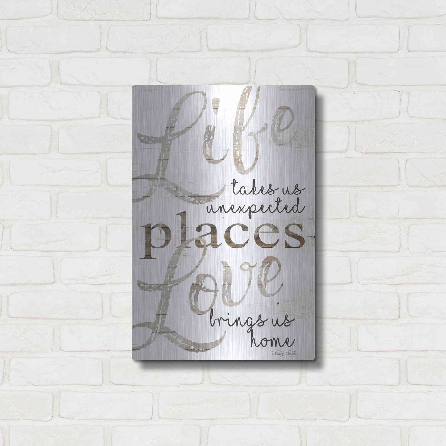 Luxe Metal Art 'Life and Love' by Cindy Jacobs, Metal Wall Art,16x24