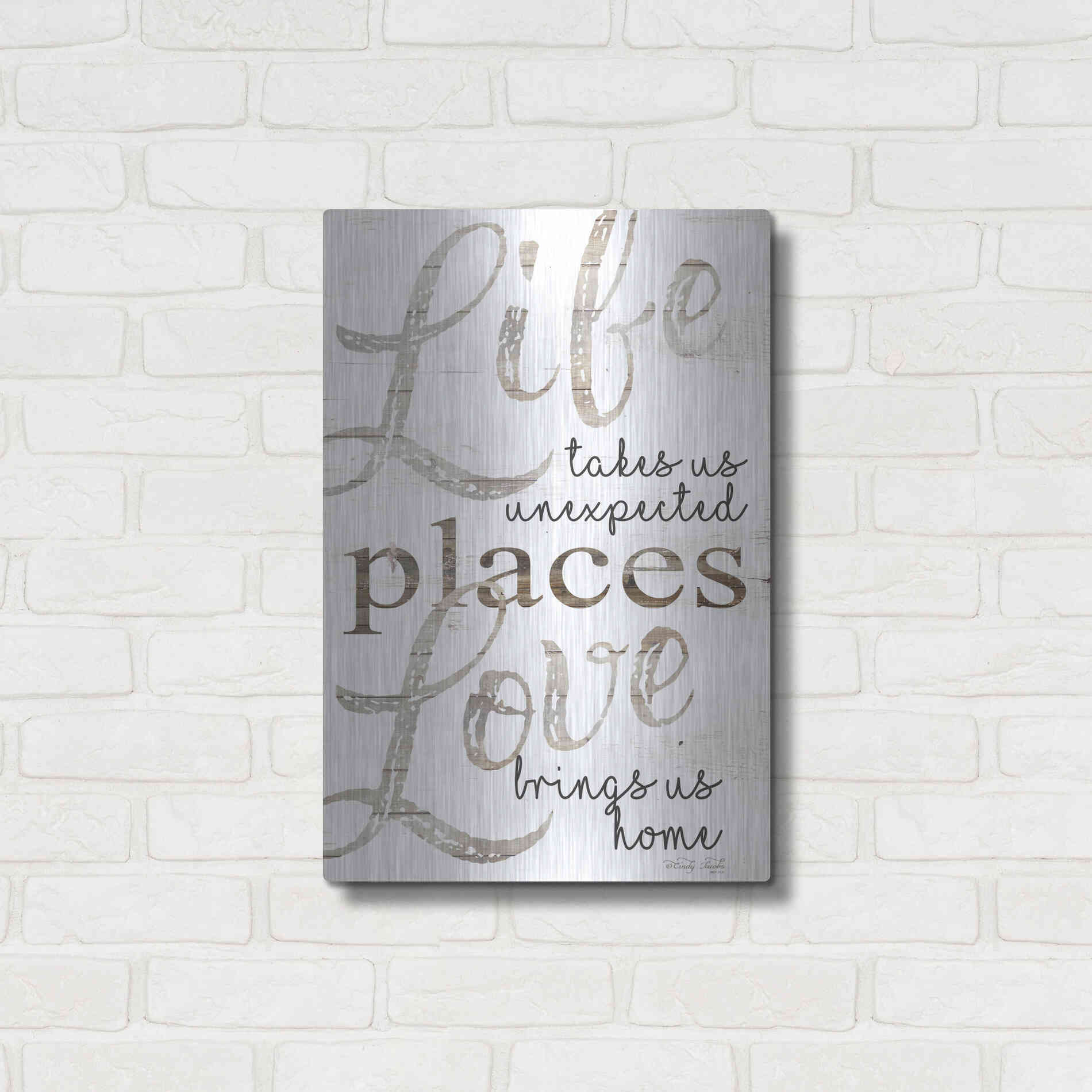 Luxe Metal Art 'Life and Love' by Cindy Jacobs, Metal Wall Art,16x24