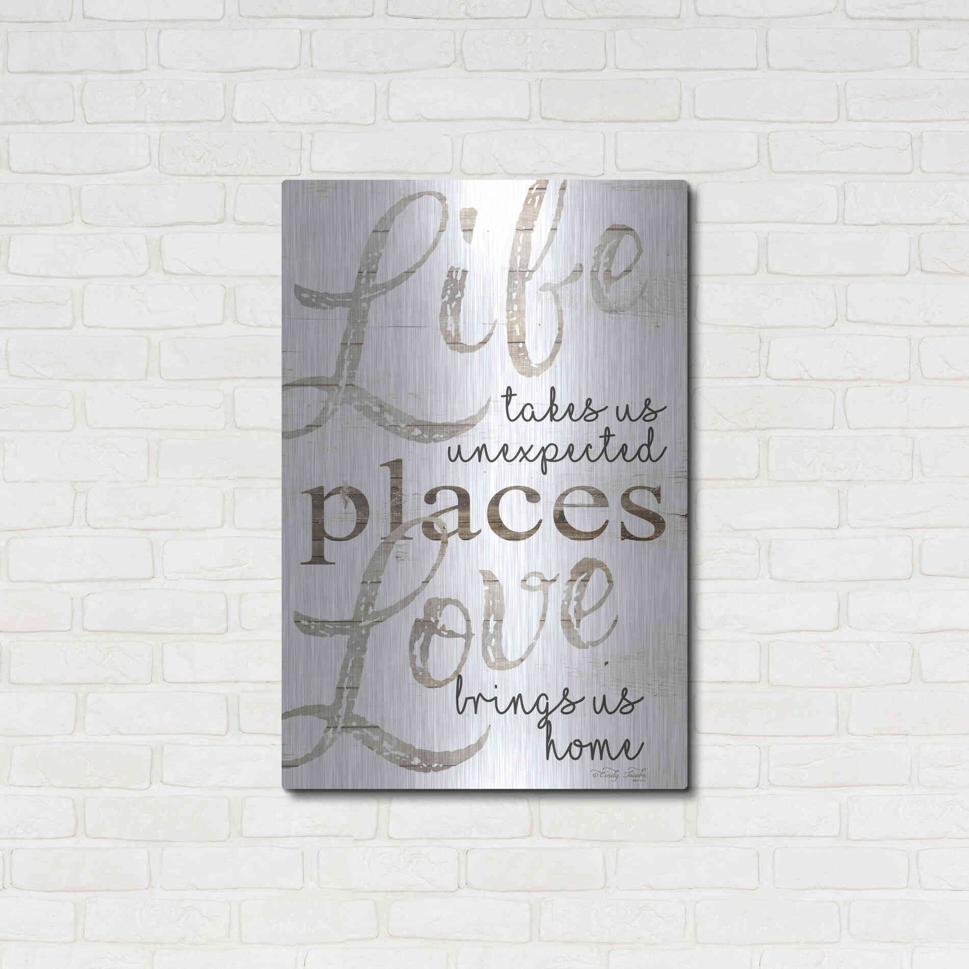 Luxe Metal Art 'Life and Love' by Cindy Jacobs, Metal Wall Art,24x36