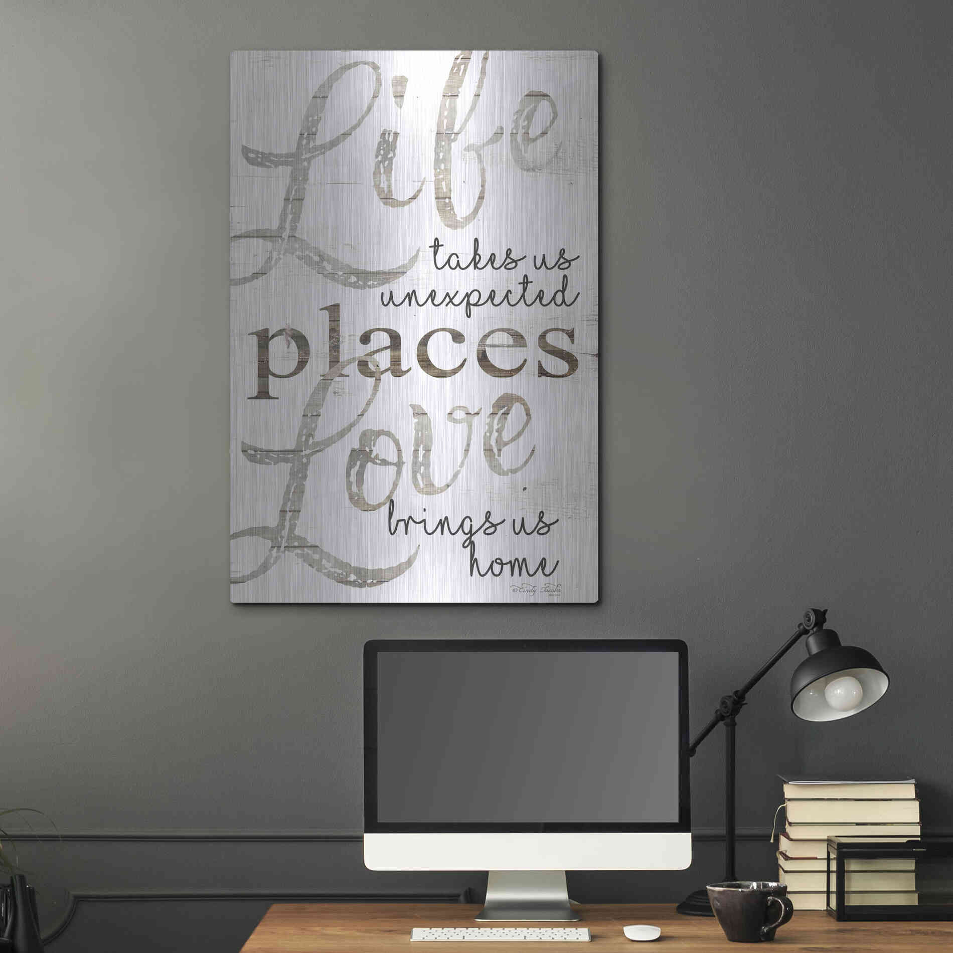 Luxe Metal Art 'Life and Love' by Cindy Jacobs, Metal Wall Art,24x36