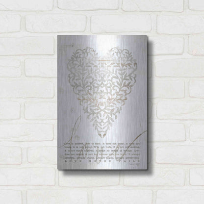 Luxe Metal Art 'Love Never Fails with Heart' by Cindy Jacobs, Metal Wall Art,12x16