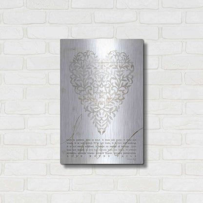 Luxe Metal Art 'Love Never Fails with Heart' by Cindy Jacobs, Metal Wall Art,16x24