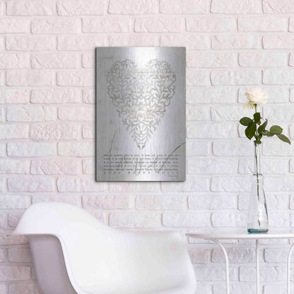 Luxe Metal Art 'Love Never Fails with Heart' by Cindy Jacobs, Metal Wall Art,16x24