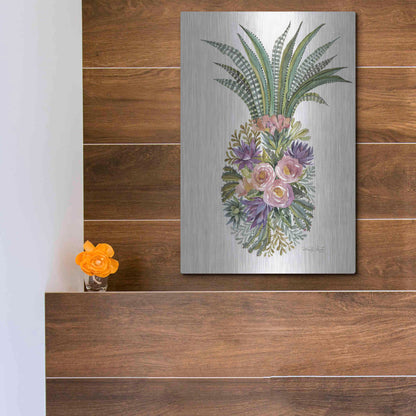 Luxe Metal Art 'Succulent Pineapple' by Cindy Jacobs, Metal Wall Art,12x16