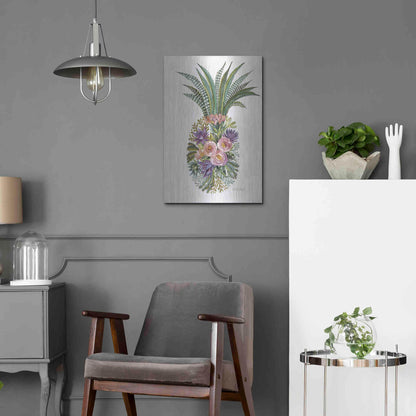 Luxe Metal Art 'Succulent Pineapple' by Cindy Jacobs, Metal Wall Art,16x24