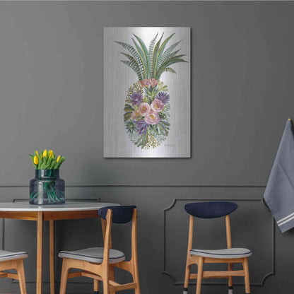 Luxe Metal Art 'Succulent Pineapple' by Cindy Jacobs, Metal Wall Art,24x36