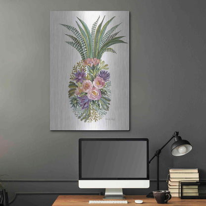 Luxe Metal Art 'Succulent Pineapple' by Cindy Jacobs, Metal Wall Art,24x36