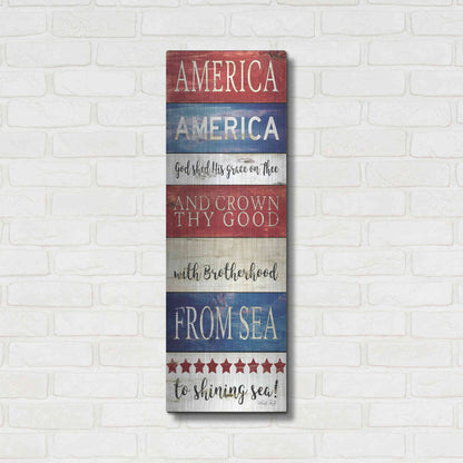 Luxe Metal Art 'America God Shed His Grace on Thee' by Cindy Jacobs, Metal Wall Art,12x36