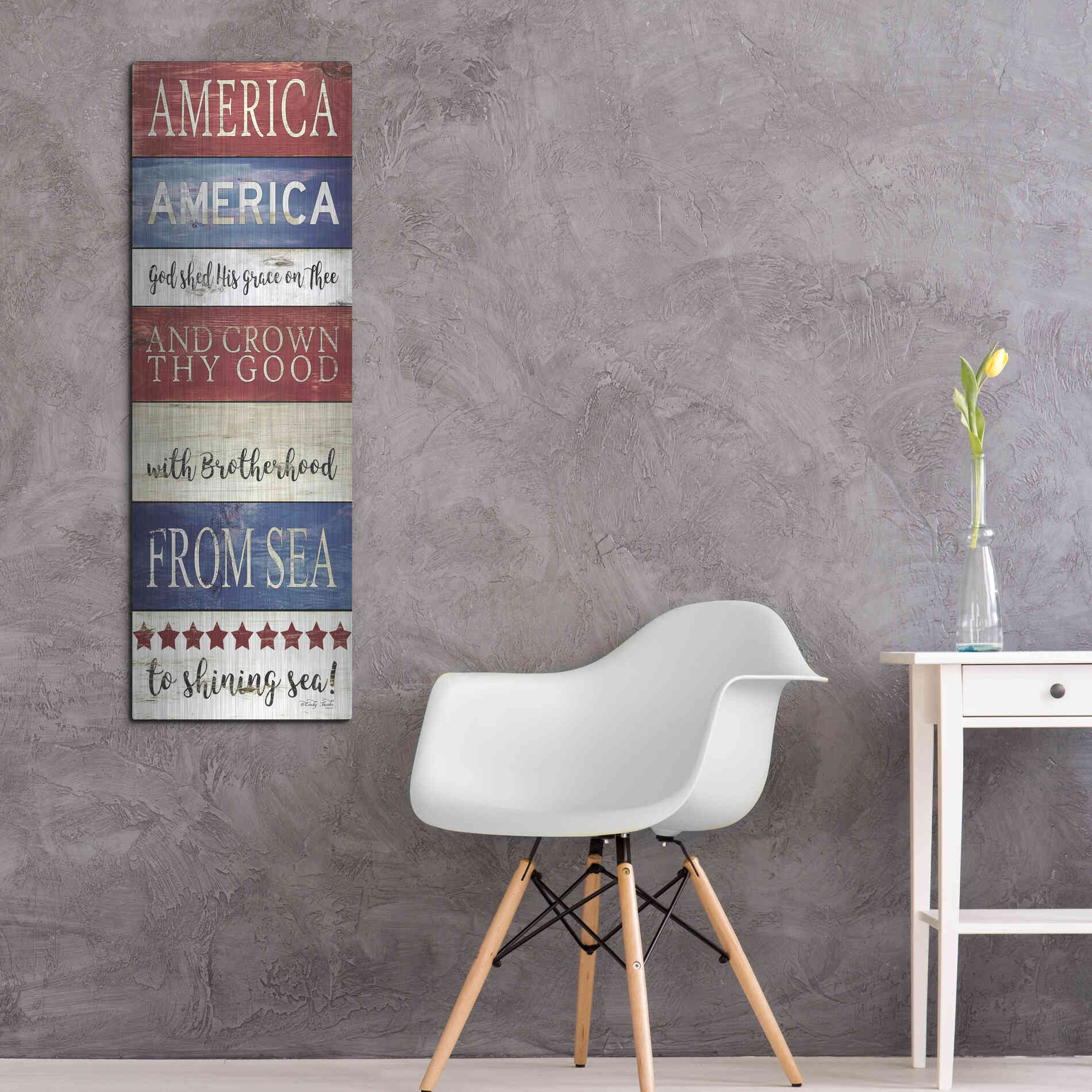 Luxe Metal Art 'America God Shed His Grace on Thee' by Cindy Jacobs, Metal Wall Art,16x48