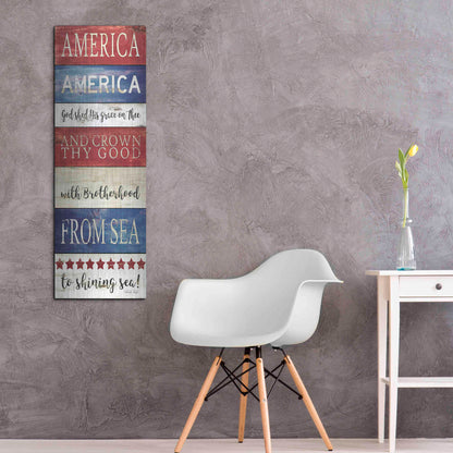 Luxe Metal Art 'America God Shed His Grace on Thee' by Cindy Jacobs, Metal Wall Art,16x48