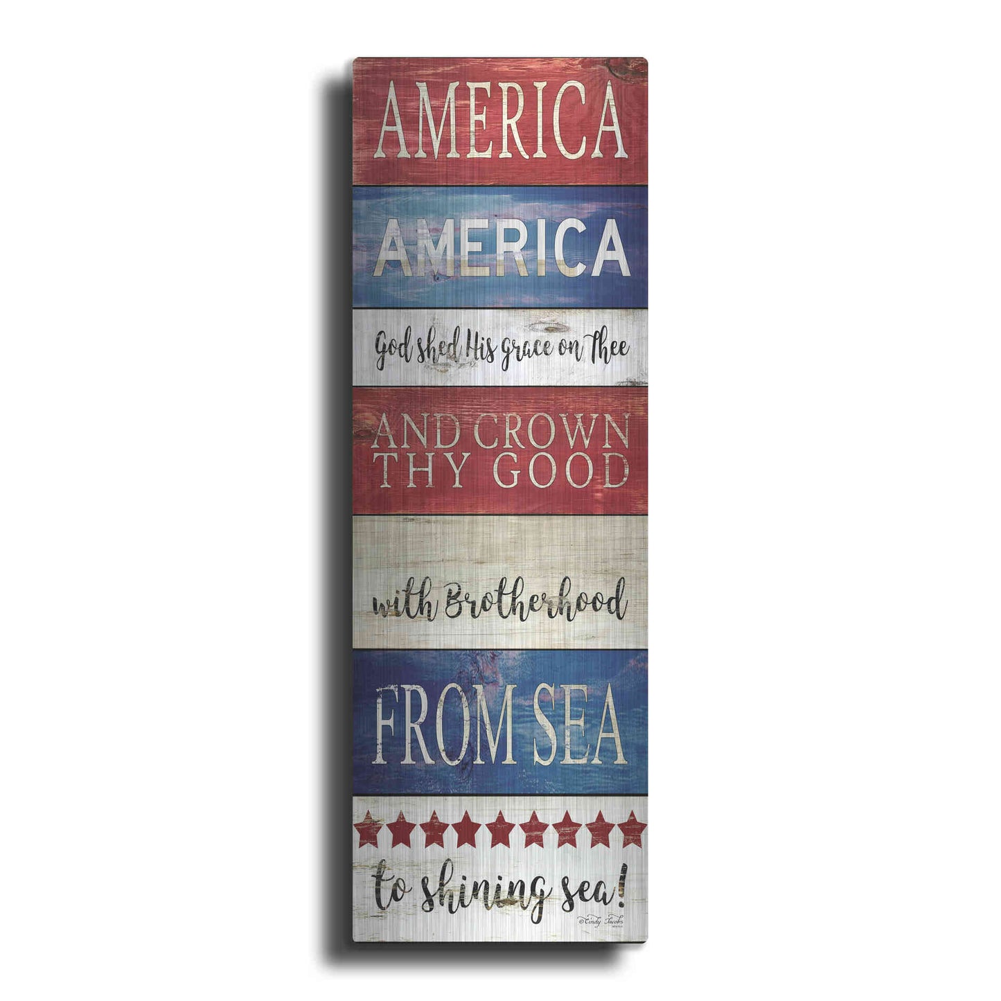 Luxe Metal Art 'America God Shed His Grace on Thee' by Cindy Jacobs, Metal Wall Art