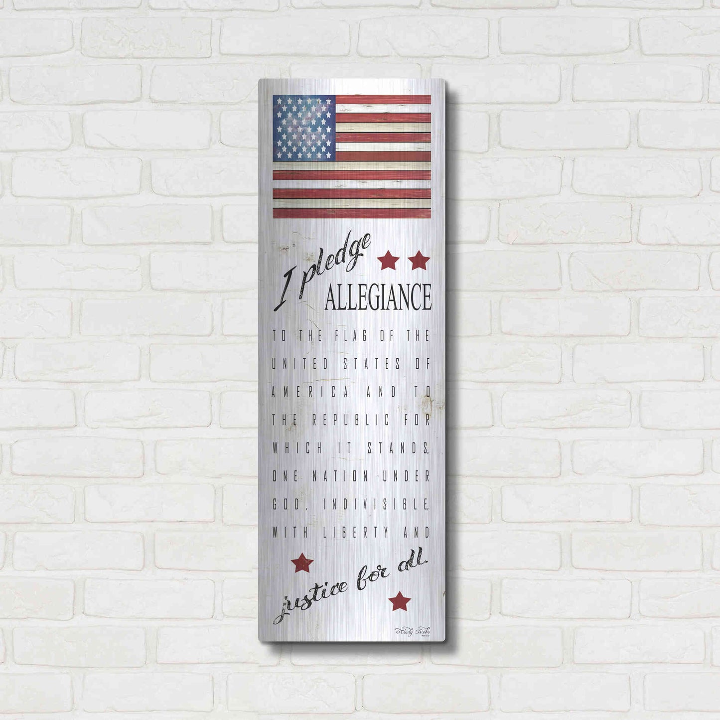 Luxe Metal Art 'I Pledge Allegiance' by Cindy Jacobs, Metal Wall Art,12x36