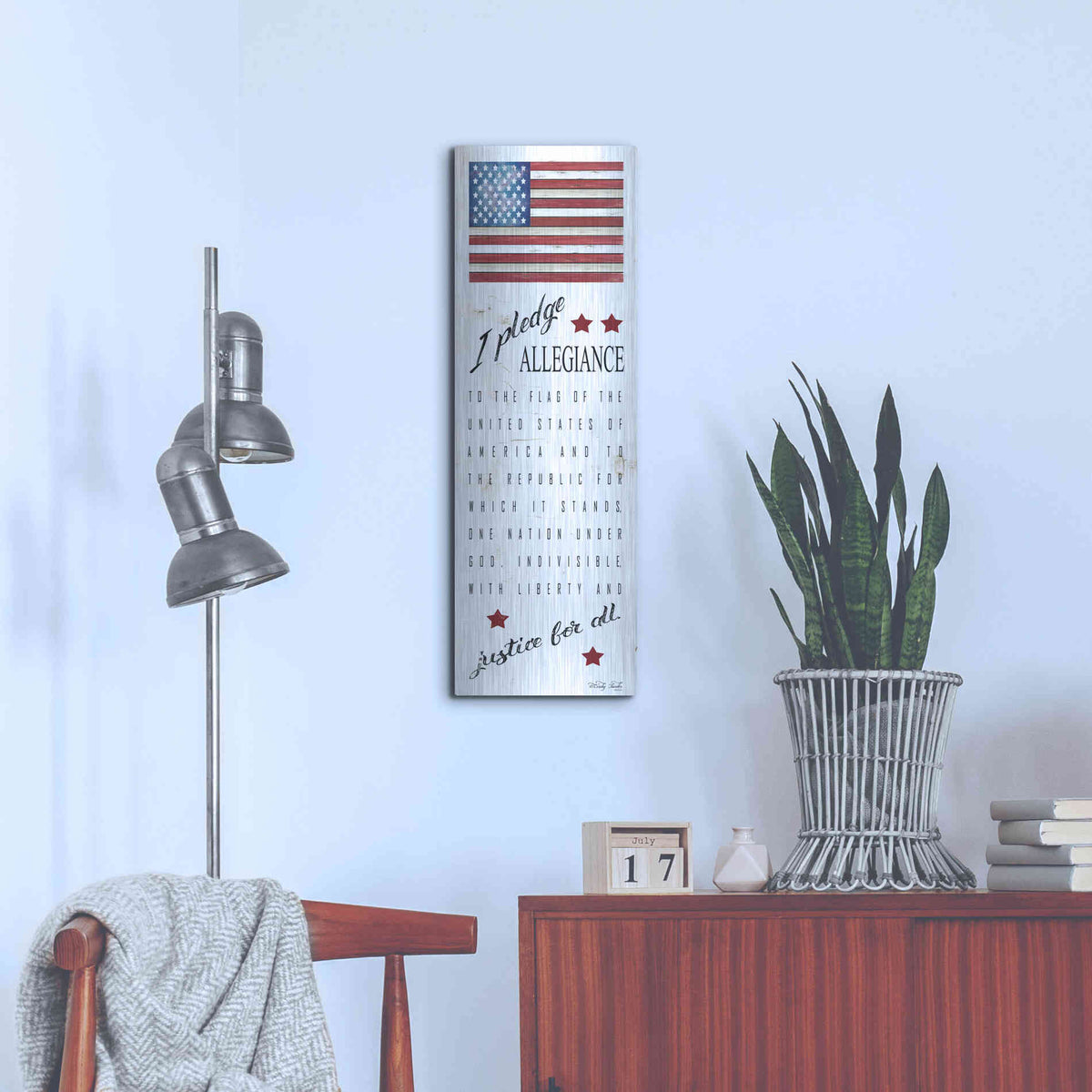 Luxe Metal Art 'I Pledge Allegiance' by Cindy Jacobs, Metal Wall Art,12x36