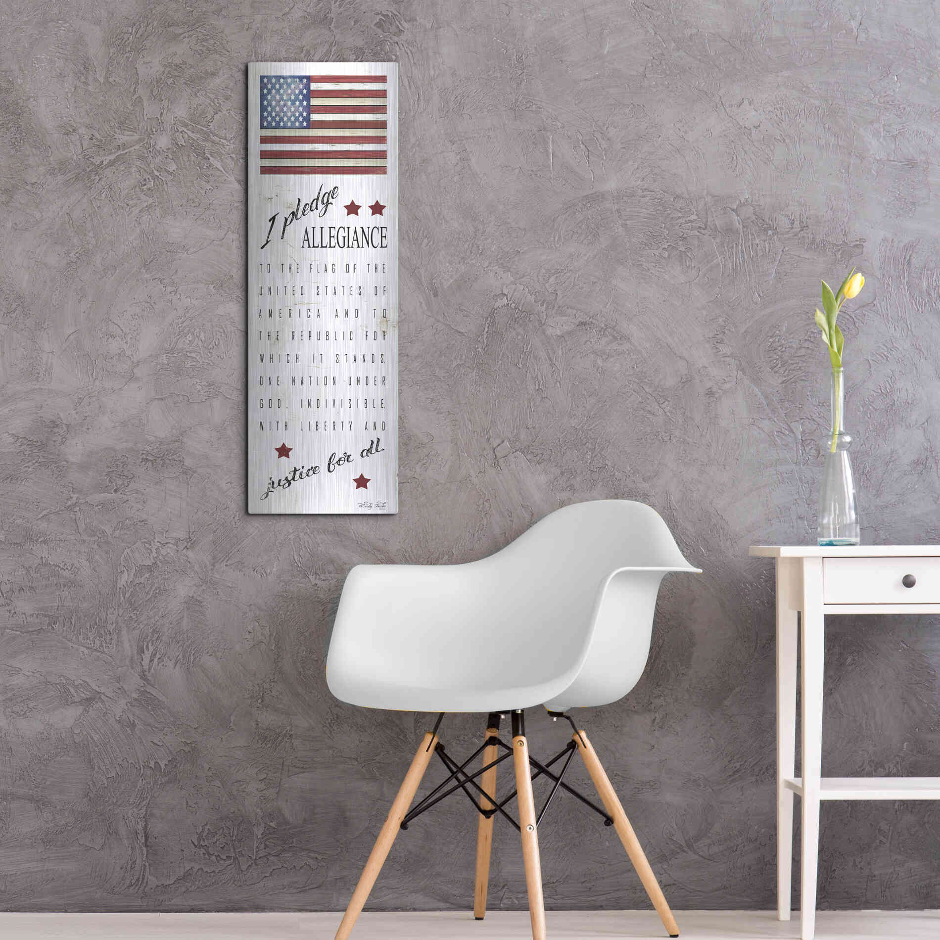 Luxe Metal Art 'I Pledge Allegiance' by Cindy Jacobs, Metal Wall Art,12x36