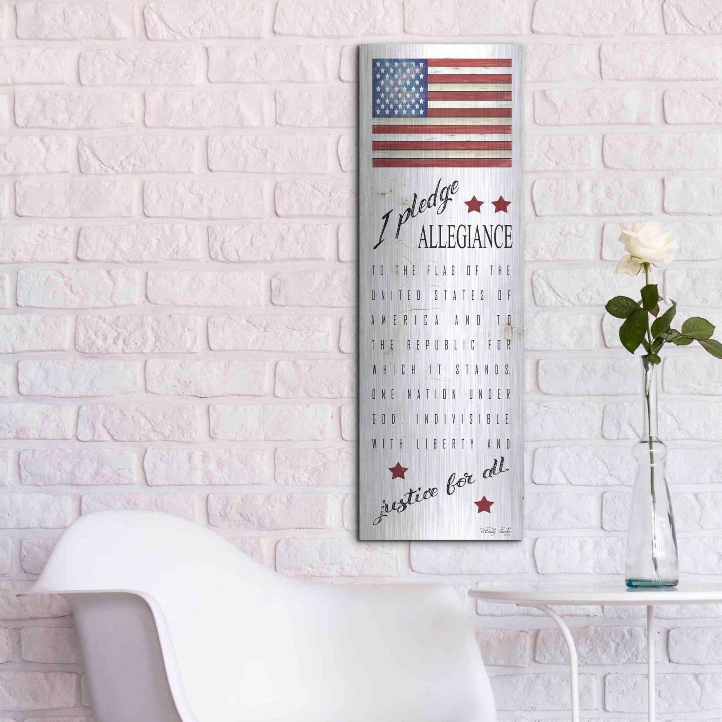 Luxe Metal Art 'I Pledge Allegiance' by Cindy Jacobs, Metal Wall Art,12x36