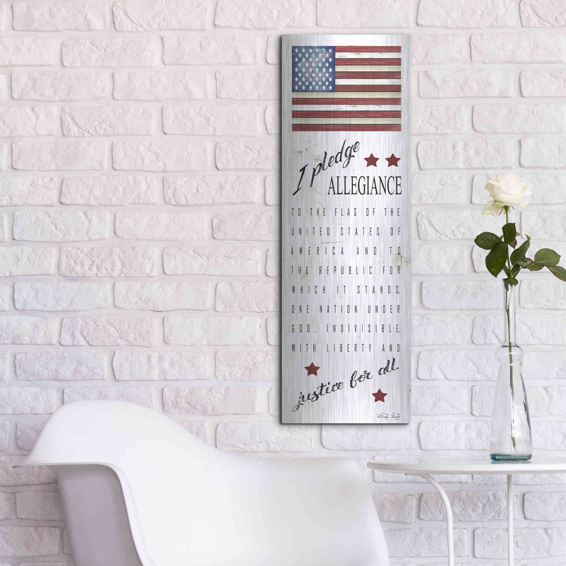 Luxe Metal Art 'I Pledge Allegiance' by Cindy Jacobs, Metal Wall Art,12x36