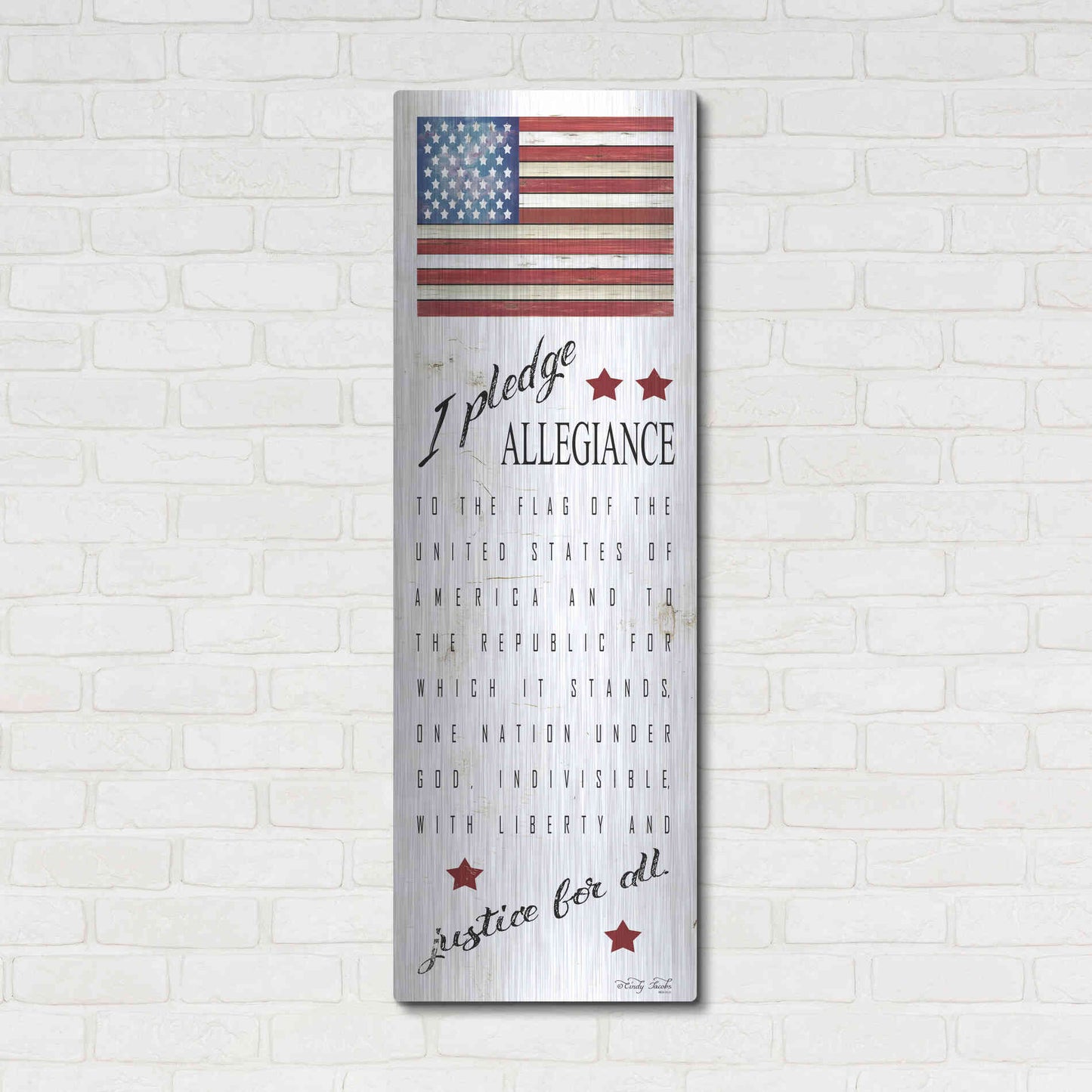Luxe Metal Art 'I Pledge Allegiance' by Cindy Jacobs, Metal Wall Art,16x48