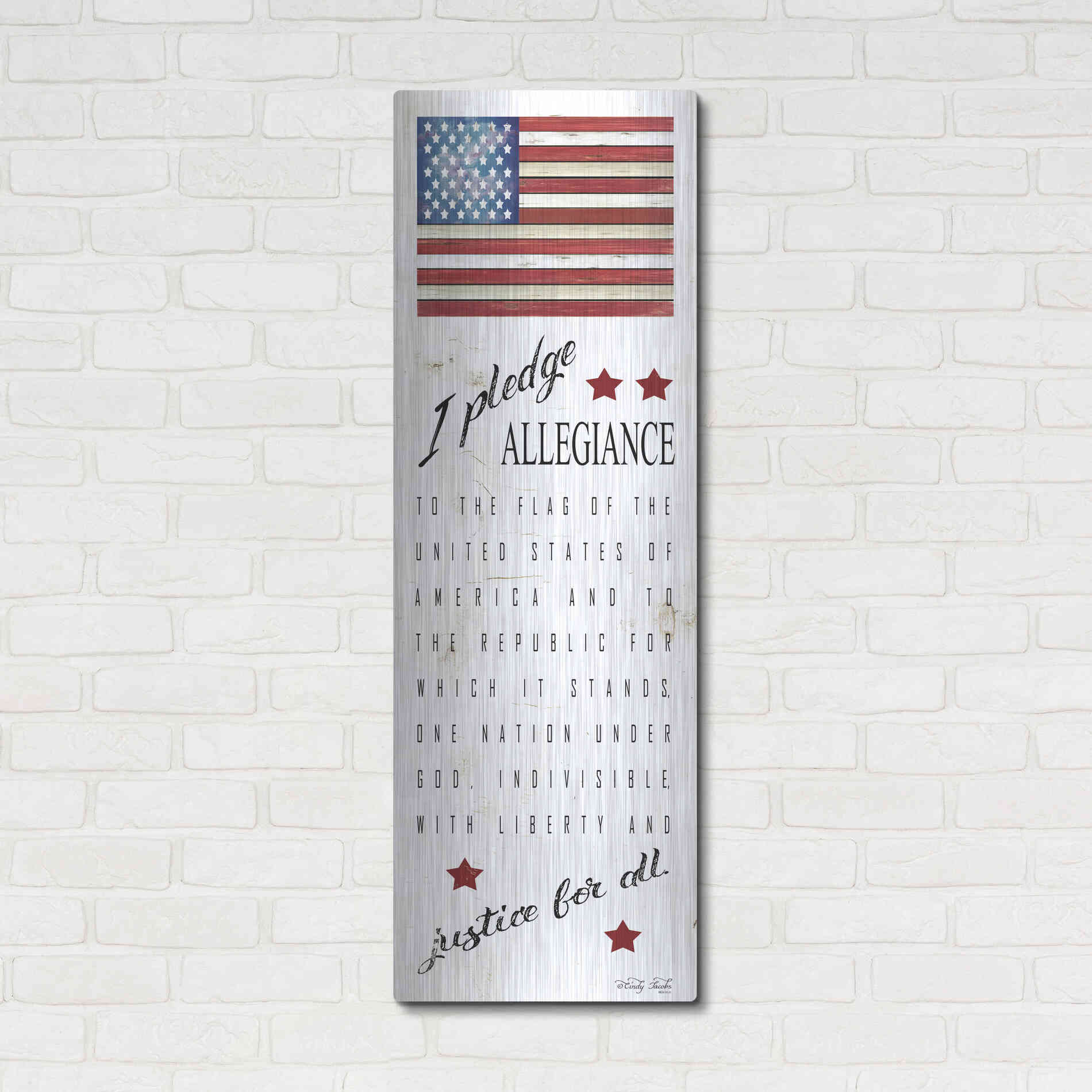 Luxe Metal Art 'I Pledge Allegiance' by Cindy Jacobs, Metal Wall Art,16x48