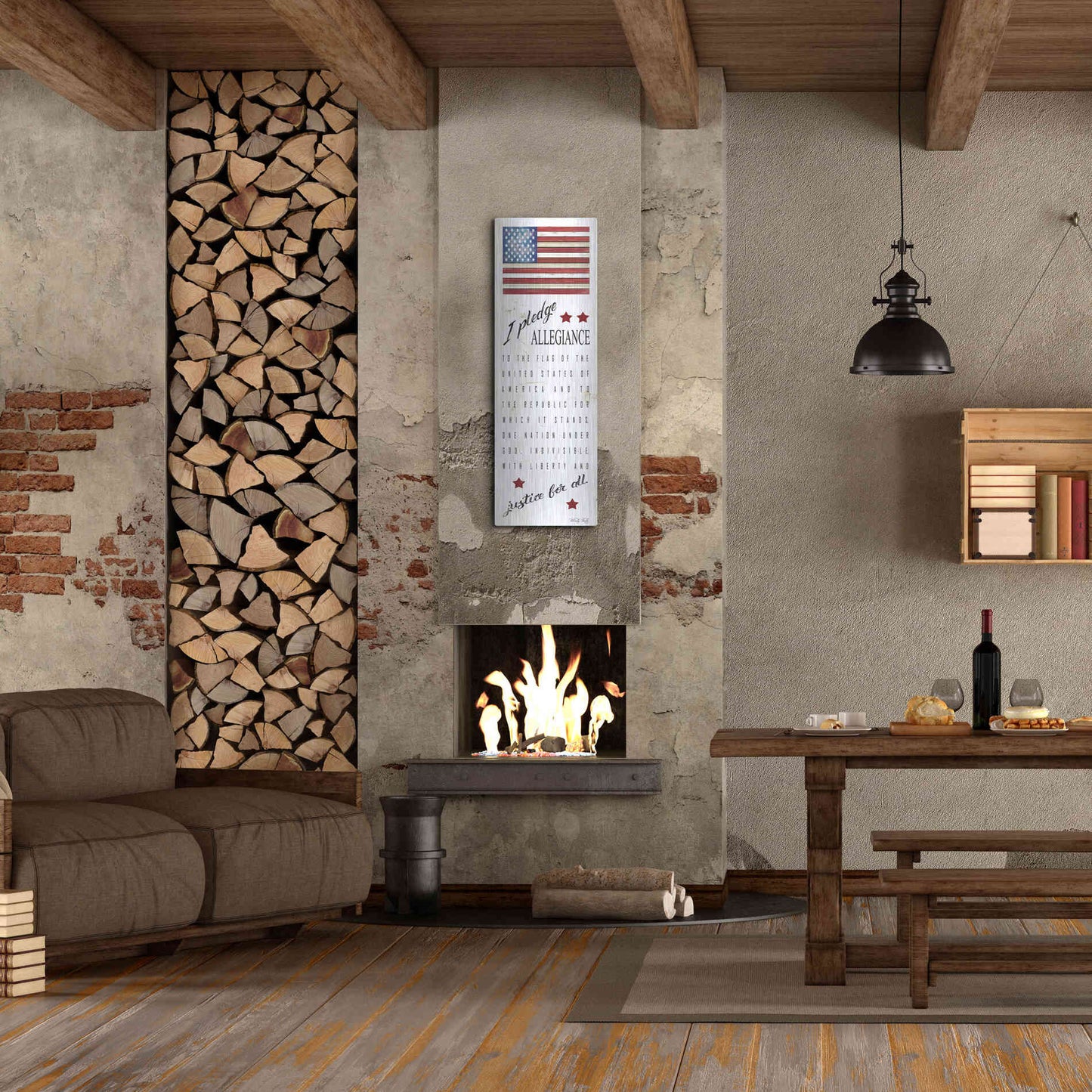 Luxe Metal Art 'I Pledge Allegiance' by Cindy Jacobs, Metal Wall Art,16x48